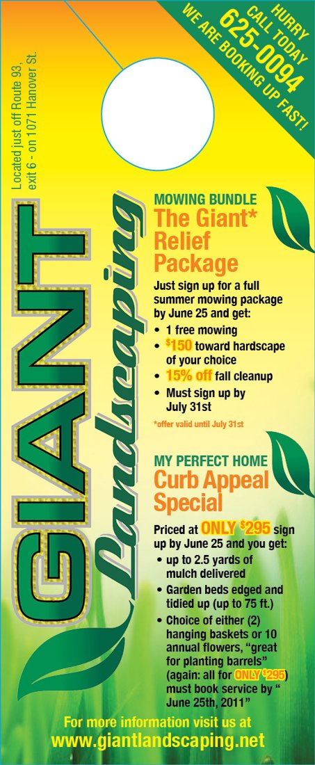 Giant Landscaping — door hanger